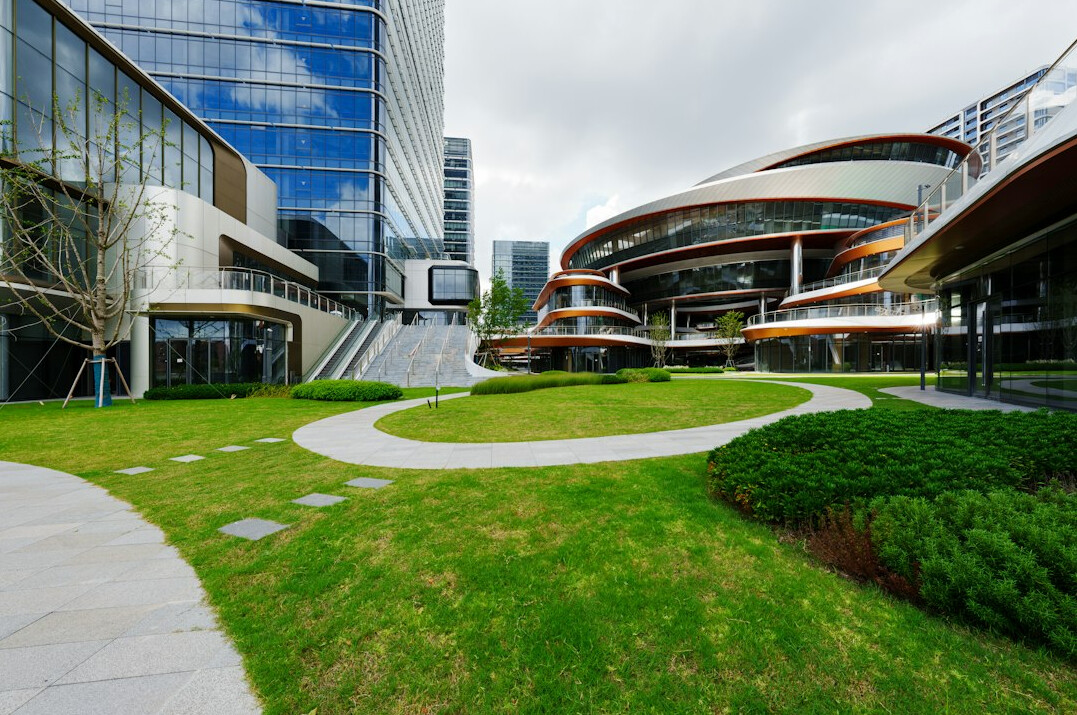 Industrial holding company office park with modern buildings